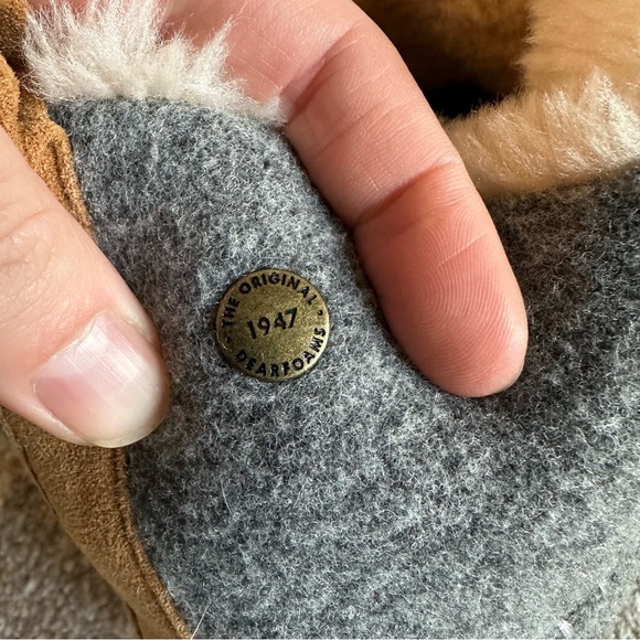 DearFoams Gray Faux Sheepskin Lined Bootie Slippers Size M 7-8 - Picture 5 of 8